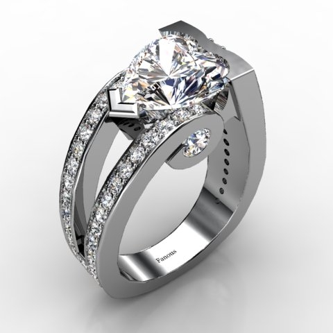 18k White Gold Engagement Ring - 1001834-18kw